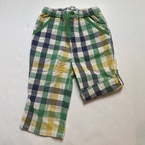 Mini Boden Green Blue Yellow Plaid Rollups